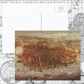 アンティークカリフォルニア州サンフランシスコの航空地図 ポストカード