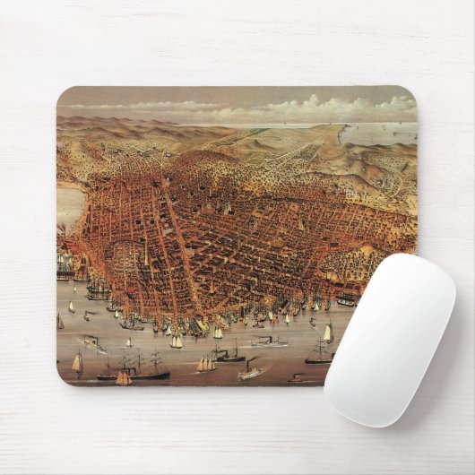 アンティークカリフォルニア州サンフランシスコの航空地図 マウスパッド (マウス)