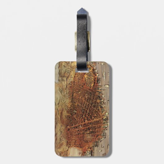 アンティークカリフォルニア州サンフランシスコの航空地図 ラゲッジタグ (裏面縦)