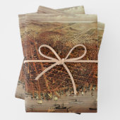 アンティークカリフォルニア州サンフランシスコの航空地図 ラッピングペーパーシート (インサイチュ)