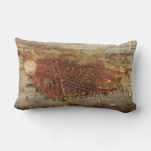 アンティークカリフォルニア州サンフランシスコの航空地図 ランバークッション (裏面)