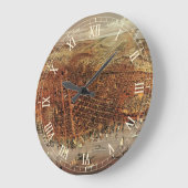 アンティークカリフォルニア州サンフランシスコの航空地図 ラージ壁時計 (傾斜)