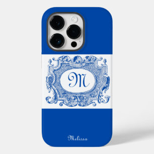 アンティークカルトゥーシュモノグラムデザインブルー Case-Mate iPhone 14 PROケース