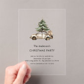 アンティークカーのクリスマス アクリル招待状 (インサイチュ (ポータブル))