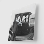 アンティークカーの実写写真の壁掛け時計 スクエア壁時計 (傾斜)