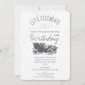 アンティークカーの誕生日パーティー招待状 招待状 (正面)
