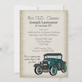 アンティークカーアンドバーラップヴィンテージ誕生日 招待状