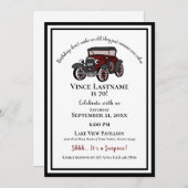 アンティークカーサプライズ誕生日 招待状 (正面/裏面)
