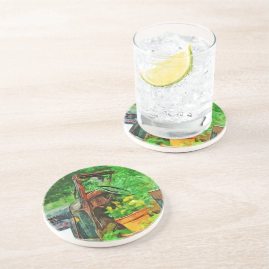 アンティークカープランター抽象芸術印象派 コースター (側面)