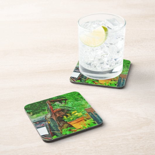 アンティークカープランター抽象芸術印象派 コースター (右側)
