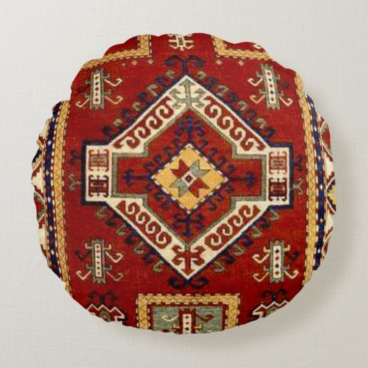 アンティークカーペットラグ ラウンドクッション (正面)
