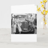 アンティークカー素晴らしうつ病ファミリー， 1930s カード (黄色い花)