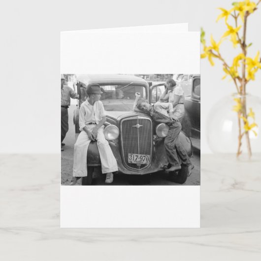 アンティークカー素晴らしうつ病ファミリー, 1930s カード (黄色い花)