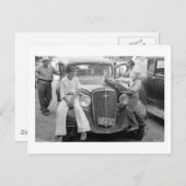 アンティークカー素晴らしうつ病ファミリー， 1930s ポストカード (正面/裏面)
