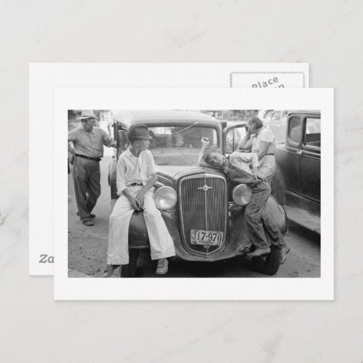 アンティークカー素晴らしうつ病ファミリー， 1930s ポストカード (正面/裏面)