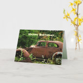 アンティークカー誕生日カード カード (黄色い花)