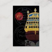 アンティークガレオン、海賊宝地図ブラック 名刺 (裏面)