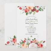アンティークガーデンのフローラルウェディング招待状 招待状 (正面/裏面)