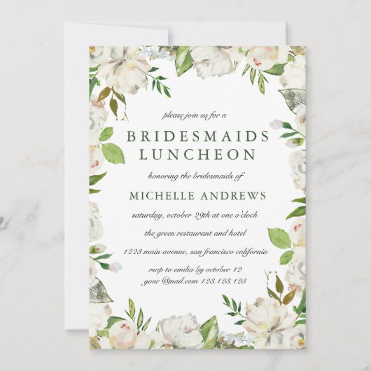 アンティークガーデンシックブリデスメイドランチョンズ結婚ズ 招待状 (正面)