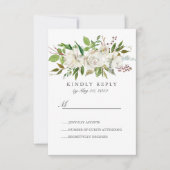アンティークガーデンホワイトフラワーウェディングRSVP 出欠カード (正面)