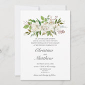 アンティークガーデンホワイトフラワーエレガントな結婚式 招待状 (正面)