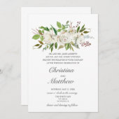 アンティークガーデンホワイトフラワーエレガントな結婚式 招待状 (正面/裏面)