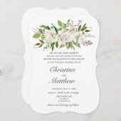 アンティークガーデンホワイトフラワーエレガントな結婚式 招待状 (正面/裏面)