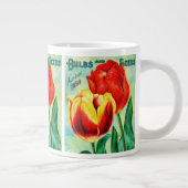 アンティークガーデン広告、黄色の赤いチューリップ ジャンボコーヒーマグカップ (右)