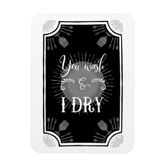 アンティークキッチンの看板 – 洗い流し&乾き マグネット (縦)