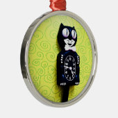 アンティークキットキャットクロックオーナメント メタルオーナメント (右)