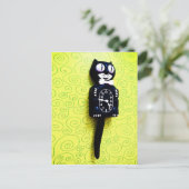 アンティークキット猫時計はがき ポストカード (スタンド正面)