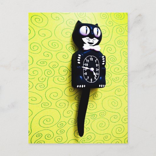 アンティークキット猫時計はがき ポストカード (正面)