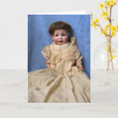 アンティークキャラクター男の赤ちゃん人形グリーティングカード カード (黄色い花)