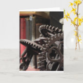 アンティークギアと書籍 カード (黄色い花)