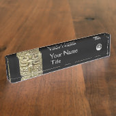 アンティークギリシャのハニービー女神ブラックホワイトジェム デスクネームプレート (側面)