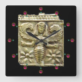 アンティークギリシャのハニービー女神 スクエア壁時計 (正面)