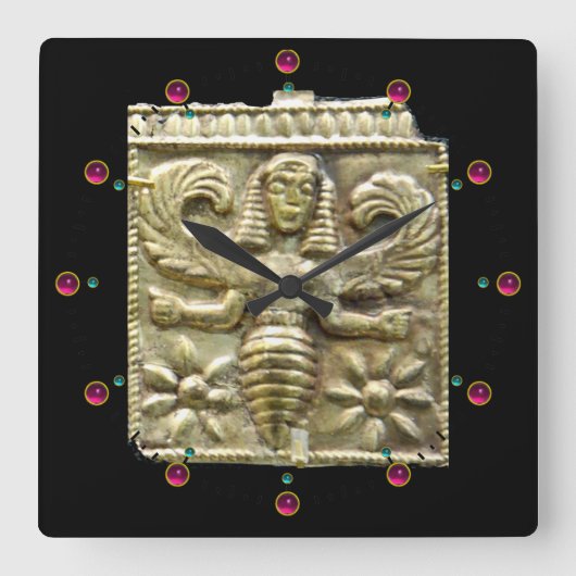 アンティークギリシャのハニービー女神 スクエア壁時計 (正面)