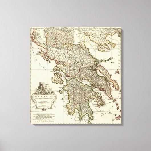 アンティークギリシャの地図 キャンバスプリント (正面)