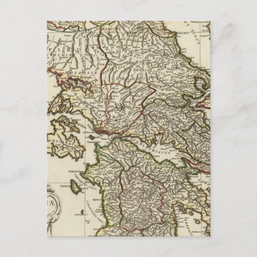 アンティークギリシャの地図 ポストカード (正面)