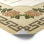 アンティークギリシャフローラ結婚つる植物証明書 ポスター (角)