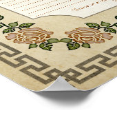 アンティークギリシャフローラ結婚ゲストブック証明書 ポスター (角)