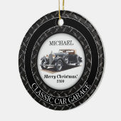 アンティーククラシックカーガレージ セラミックオーナメント (左)