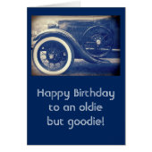 アンティーククラシックカーズブルーカスタム誕生日カード (正面)