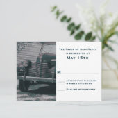 アンティーククラシックカーヴィンテージウェディングRSVPカード 出欠カード (スタンド正面)