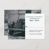 アンティーククラシックカーヴィンテージウェディングRSVPカード 出欠カード (正面/裏面)