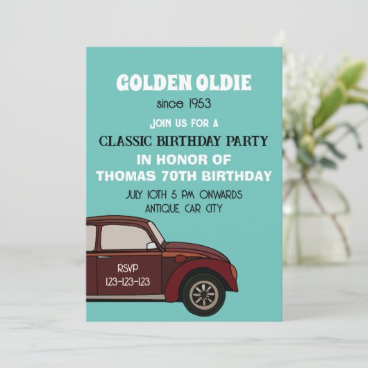 アンティーククラシックカー誕生日 招待状 (スタンド正面)