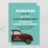 アンティーククラシックカー誕生日 招待状 (正面/裏面)