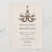 アンティーククラシックシャンデリア結婚ズ記念日 招待状 (正面/裏面)