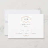 アンティーククラシック金ゴールドセージ緑モノグラム結婚ズ 出欠カード (正面)