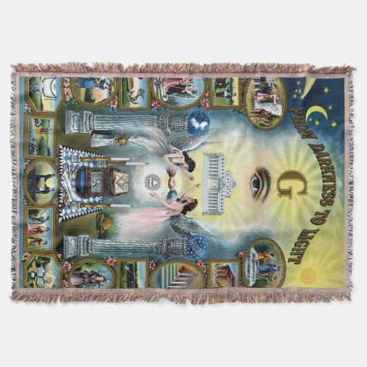 アンティーククラフトフリーメーソンマソニックハゼン スローブランケット (正面)